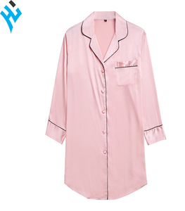 Venta al por mayor 2025 verano Color sólido pijamas 100% seda pura señoras camisa vestido de dormir de las mujeres - Product Image 5