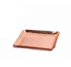 Plateau de service en cuivre élégant en gros nouveau plateau de service en cuivre carré martelé plateau de rangement - Product Image 1