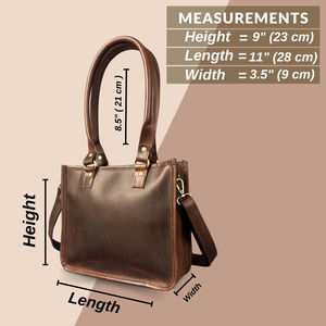 Fourre-tout en cuir véritable marron pour femmes, léger et durable, avec fermeture à glissière et double sangles. - Product Image 5