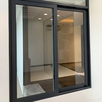 Blaues Glas Aluminium Schiebefenster mit Moskito netz Fiberglas Rollo horizontale Öffnung für den Wohnungs gebrauch