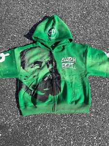 Ropa de calle personalizada impresa peso pesado Sun Faded Zip up ácido lavado sudadera Rhinestone Boxy recortado angustia sudaderas con capucha hombre - Product Image 3