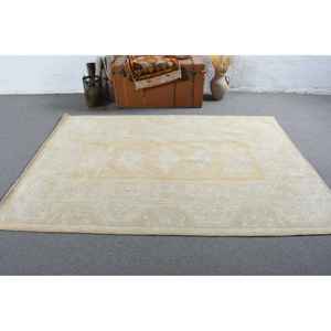 Alfombra Vintage de 5.2x7.5 pies, Alfombra Turca Ikat Blanca - Product Image 3