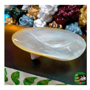 Juego de cuchara y plato redondos de nácar, cuchara y plato de nácar hechos a mano, plato de concha único para hogares de lujo - Product Image 2