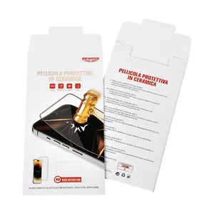 Embalagem personalizada de filme de vidro temperado para celular de alta qualidade, caixa de filme de proteção, caixa de embalagem de produtos eletrônicos personalizada