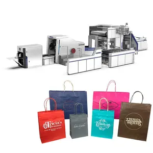 Shopping Bag Making Machine A330 Model Oyang Eco-friendly Full Automatic Square Bottom Paper Bag Making Machine With Handle Online For Food Bag Shopping Bag