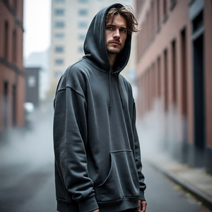 Acid Wash Drop Shoulder Hoodie Men's Pullover Vintage Oversize Stone Wash Hoodie Men Heavyweight 450GSM Acid Wash Hoodie Mens - Product Image 3