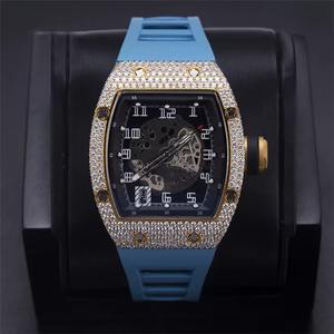 Montre de luxe certifiée EGL, entièrement sertie de moissanite VVS taille baguette audacieuse, style Hip Hop, avec verre mécanique et fermoir caché - Product Image 1