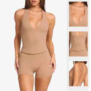 Women's Professional Factory-Made Gym Sports Wear Quick Dry Breathable 3-Pc Yoga Set with Seamless Solid Pattern Yoga Sets - Product Image 2