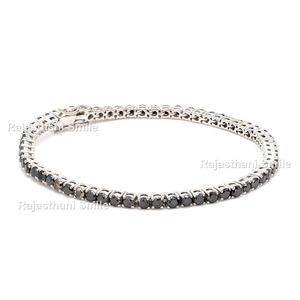 Pulsera de tenis de piedras preciosas de corte redondo de oro blanco sólido de 14 quilates con diamante negro tamaño natural de piedra de 2,5mm - Product Image 2