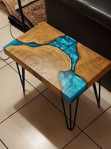 Table en bois massif de noyer de qualité supérieure, meubles de luxe pour la maison, table de salle à manger, table de café, table de cuisine en résine époxy - Product Image 5