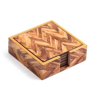 Posavasos de té de madera y resina de forma redonda, Juego de 4 con patrón de flores, posavasos elegantes para bebidas para Decoración de mesa de casa y uso para servir - Product Image 4