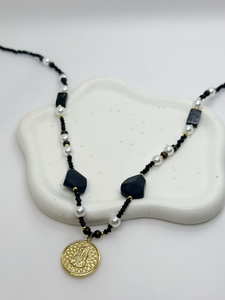 Verano esencial MOONRIVER mujer Acero inoxidable moda gargantilla estilo Simple Negro cuenta perla cobre collar religioso - Product Image 2