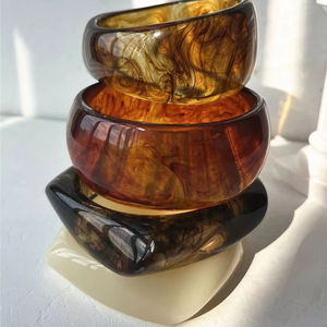 SIMPLE joyería resina acrílico pulsera brazalete exagerado deslumbrante Multicolor ancho Irregular cuadrado acrílico pulseras - Product Image 1