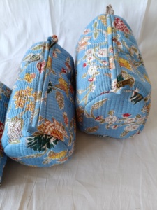 กระเป๋าเครื่องสำอางผ้าฝ้ายคุณภาพสูงแบบวินเทจ ซิปทนทานอเนกประสงค์ ขนาดเล็ก-กลาง ลายบล็อกพิมพ์ - Product Image 6