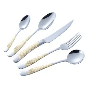 现代豪华高档厨房不锈钢餐具勺子叉刀镀银镀金不锈钢餐具
