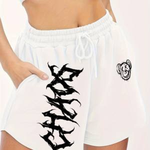 Shorts de sport pour femmes en tissu Oxford respirant à séchage rapide, taille élastique, 100% coton, style sportif - Product Image 4