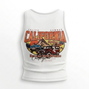 Explorer Summer Tank <b>Top</b> Women's Cotton Scoop Neck Casual Printed Design Breathable Knitted Front Logo OEM ODM - Product Image 5