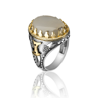 Bijoux turcs professionnels, bagues en argent sterling 925 avec agate verte pour hommes, style ottoman classique, serti clos style sultans