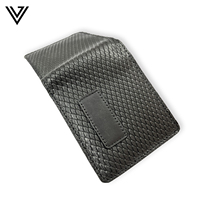 Dompet Pendek Lipat Dua Multifungsi Pria VAND VL560 Bergaya Bergaris Kulit Premium Anti-RFID Lapisan Katun Mewah Ukuran Besar