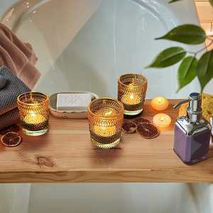 Porte-bougie chauffe-plat doré élégant, supports de bougies votives métalliques pour la décoration de la maison, les festivals et les cadeaux - Product Image 5