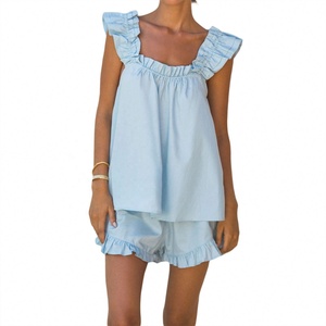 2025 Summer Cotton and <b>Linen</b> Women's Home Wear Vest, tank Top, Pajama, Camisole, Top, Shorts, Two-piece <b>Set</b>, Women's Pajama <b>Set</b> - Product Image 5