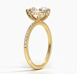 Bague de fiançailles solitaire taille poire céleste avec halo pavé pour femme, style romantique et minimaliste, diamants de laboratoire - Product Image 3