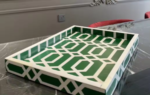 Plateau de service en incrustation d'os de conception florale blanche de la meilleure qualité pour la nourriture et les fournitures d'hôtel - Product Image 2