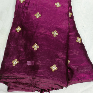 Tissu en soie 100% Fandy avec broderie pour robes et lehengas élégantes - Product Image 1