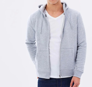 Sweat à capuche zippé 100 % coton personnalisé 2026, de haute qualité, uni, avec logo brodé pour hommes et femmes - Product Image 1