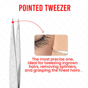Kit de pinces à sourcils en acier inoxydable allemand professionnel couleur argent avec pochette en cuir spécialement conçu pour la mise en forme des sourcils - Product Image 4