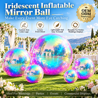 Ballons de sphère de miroir gonflables scellés à l'air arc-en-ciel réfléchissants gonflables de 4m suspendus de grosses boules brillantes