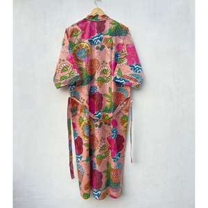 Beige Cotton Kimono Fruit Print Bathrobe and <b>Beach</b> Bikini Cover-Ups Swimsuit Cover Ups - Product Image 4