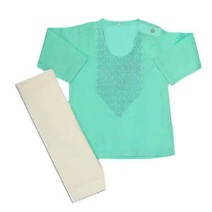 ชุดเสื้อผ้าเด็กผู้ชายแรกเกิดปักลาย - สีฟ้า - Product Image 4