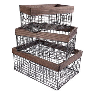 Cesta de Almacenamiento Redonda de Malla Metálica con Asas para Decoración de Sala de Estar y Cocina, Calidad Estándar, Alambre Decorativo Negro - Product Image 4