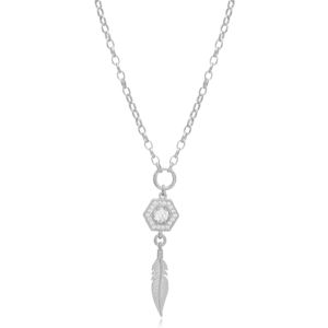 Plume Conception Zircon Pierre Rectangle Creux Charme Collier En Gros 925 Bijoux En Argent Sterling - Product Image 5