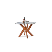 Table à manger ronde en bois massif moderne avec buffet élégant, écologique et fait main pour la maison et les hôtels
