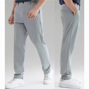 2025 pantalon de Fitness formel pour hommes tissu peigné haute élastique doux 100% Polyester Anti-boulochage séchage rapide pantalon de costume à double usage - Product Image 5