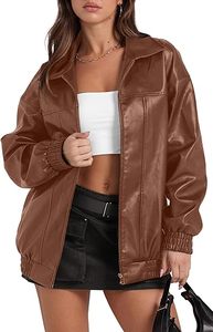 Chaqueta de cuero para mujer, chaqueta bomber de motocicleta de gran tamaño, trajes de moda de otoño - Product Image 3