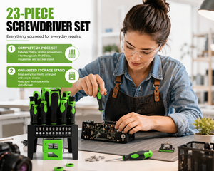 23-Piece <b>Screwdriver</b> Set Storage Stand Magnetizer Phillips Slotted <b>Screwdrivers</b> Interchangeable PH/PZ Bits Textured Anti-Slip - Product Image 3