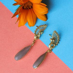 Boucles d'oreilles paon en laiton plaqué or 18 carats fabriquées à la main | Déclaration de mariage pour femmes à la mode | Jaipur Fabricant Exportateur - Product Image 2