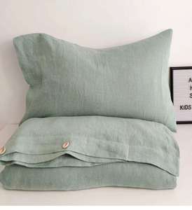 Ensemble de housse de couette de luxe 90*100 pouces 200TC fait à la main à partir de doux et confortable coton lin solide teint couleur naturelle OEM maison hôtel - Product Image 5