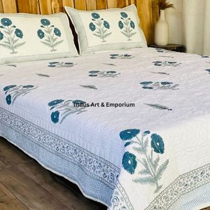 Wholesale Hand Block Printed Cotton <b>Bedspreads</b> Cotton Quilted Bedcover - Product Image 4