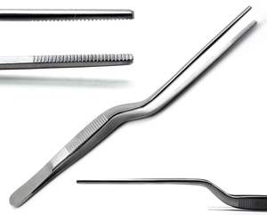 Pinzas Adson Profesionales de Bayoneta, Instrumentos Quirúrgicos Médicos Manuales de Clase I, Punta Serrada para Apósitos, Acero Inoxidable, CCC - Product Image 1