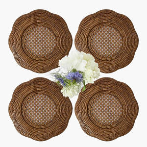 Handmade Rattan Charger Plates Boho Rattan <b>Placemat</b> OEM Eco Friendly <b>Placemat</b> <b>Wicker</b> Charger Plate From Vietnam Factory - Product Image 5