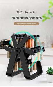 SR04 creativo juego de estante de especias giratorio de <span class=keywords><strong>360</strong></span> grados diseño de rueda de la fortuna con 18 frascos <span class=keywords><strong>encimera</strong></span> de <span class=keywords><strong>cocina</strong></span> soporte organizador de condimentos - Product Image 3