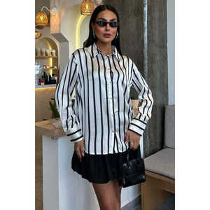 Chemise en satin à fines rayures Simple Fashion 3434 - Product Image 6