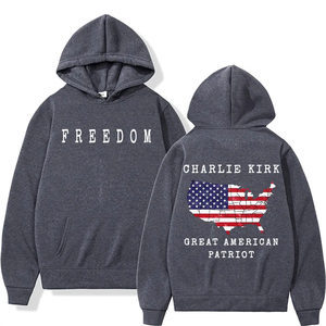 Charlie Kirk A Great American Patriot Vintage Hoodies Hombres Mujeres Fleece Casual Sudaderas de alta calidad Moda Hipster Pullovers - Product Image 3