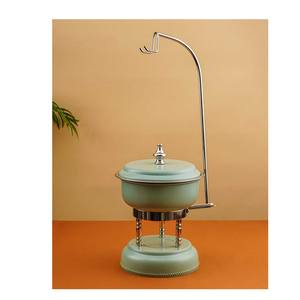 Réchaud rond en forme de boule argentée avec couvercles en forme de cône avec cintre - Product Image 6