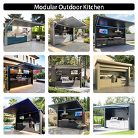 Abri de luxe résistant aux intempéries avec barbecue et bar intégrés, cuisine extérieure au design élégant et durable pour jardin, patio, résidence