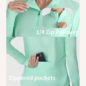 Veste de yoga et de fitness respirante à manches longues pour femmes en gros avec matériau en spandex/polyester pour la course à pied et le jogging - Product Image 3